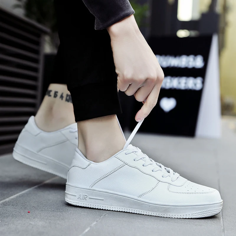 Модная мужская обувь Мужская Вулканизированная дышащие белые кроссовки Новинка