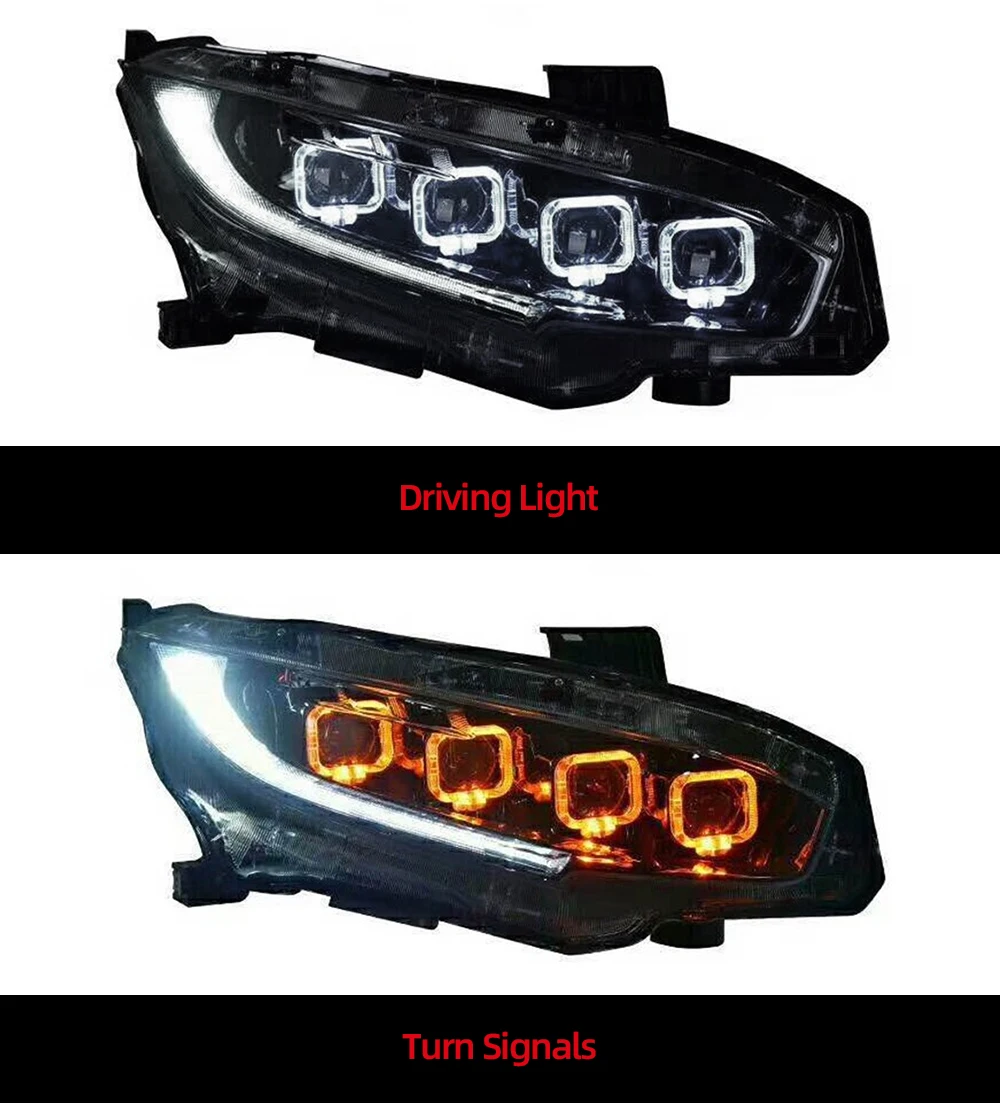 1 пара автомобилей головной светильник s для Honda Civic 10th HID светодиодный головной светильник s с движущимися поворота светильник налобный фонарь светодиодный DRL Передняя лампа