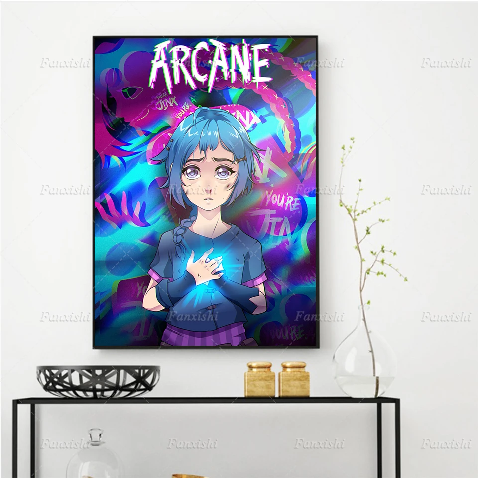 

Arcane Jinx Vi League Of Legends TV Series Poster And Prints Game Hd Wall Art Canvas Pictures Boy's Living Room Home Decor Gift