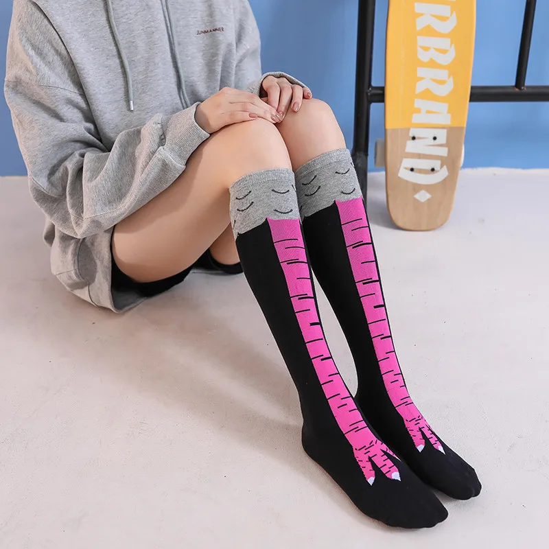 Chicken Legs Socks Creative Women Over Knee Long Socks Cotton Cartoon Ladies Breathable Fitness Gift Men Funny Chicken Paw Socks