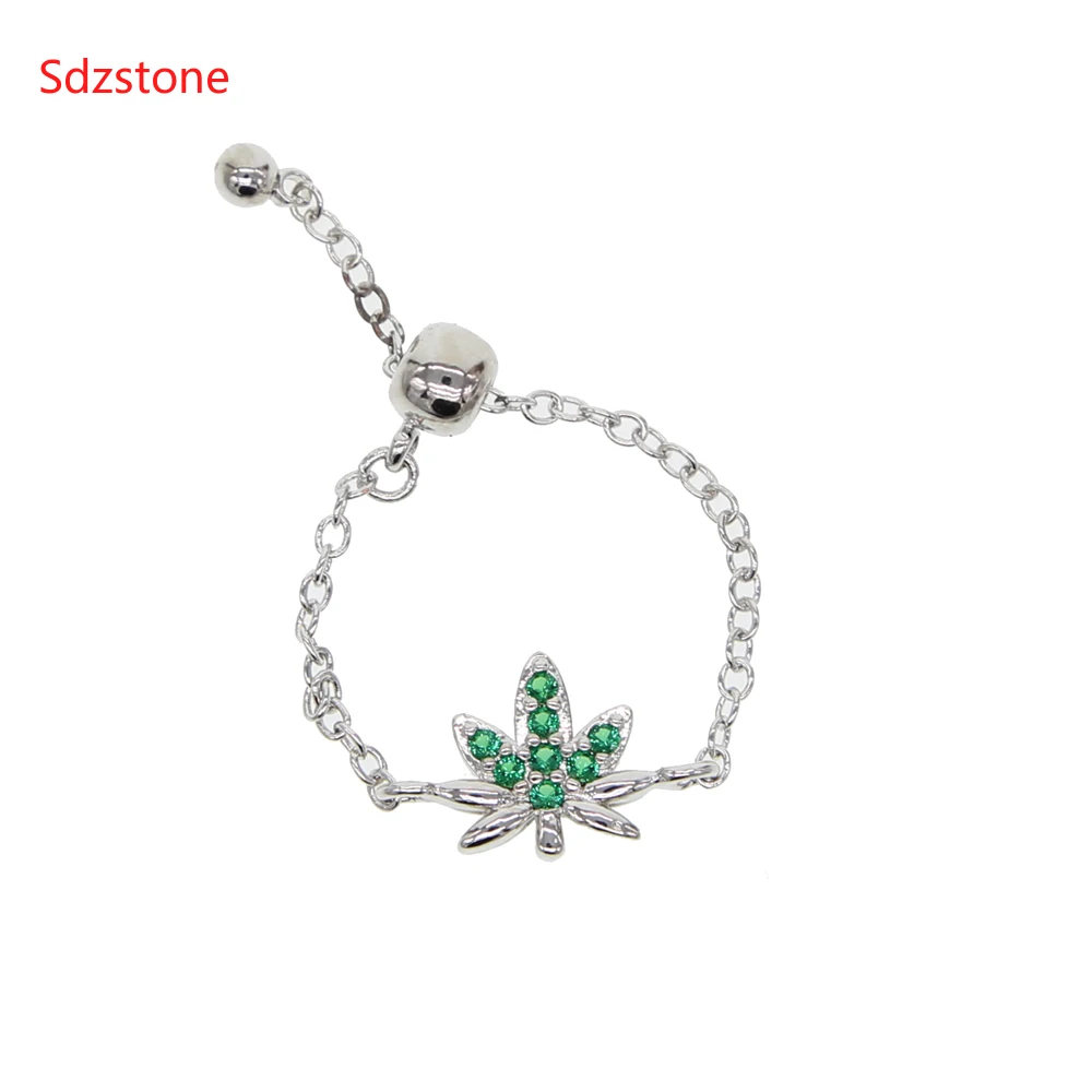 Модное зеленое кольцо с фианитом цветочным листом Northstar для девушек и женщин