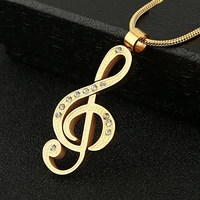 2021 france new style music note treble symbol necklace men women gold plated cz white crystal titanium steel necklace jewelry