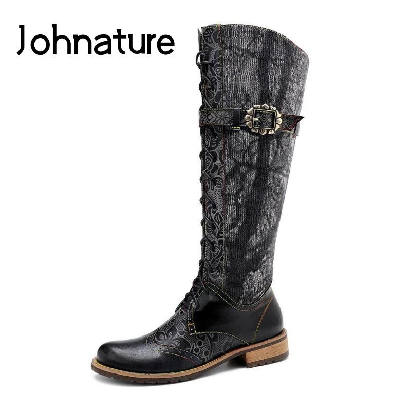 Johnature женская обувь ботинки на платформе Раскрашенные вручную 2019 г. Новые зимние