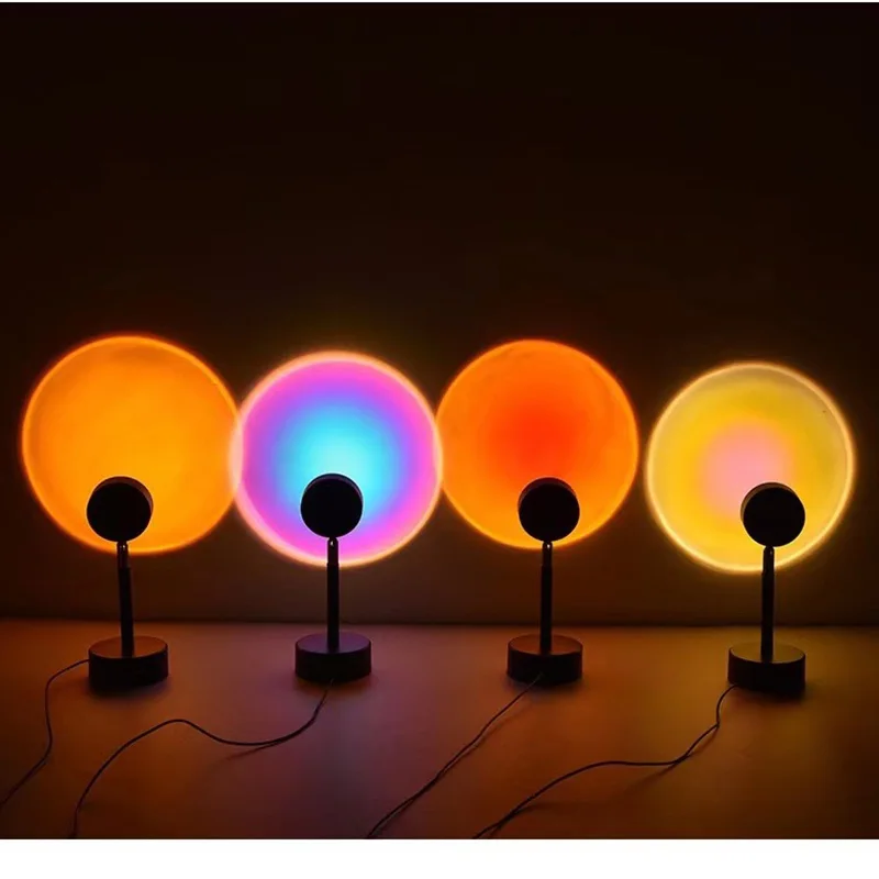 

Sunset Projector Lamp Rainbow Atmosphere Led Night Light for Home Bedroom Coffe shop Background Wall Decoration USB Table Lamp