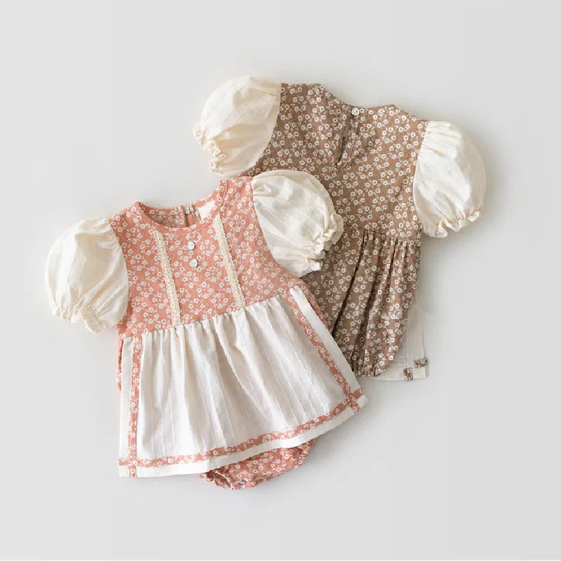 Одежда для малышей в сельской местности цветочные новорожденных ползунки