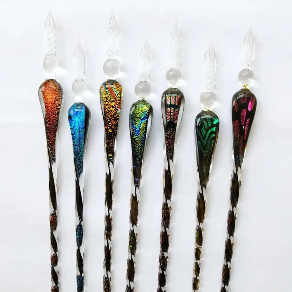 Винтажная стеклянная перьевая ручка со звездным небом набор чернил для подписи