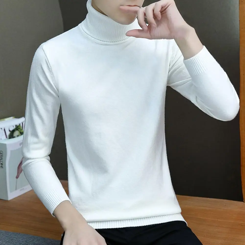 

Men Sweater Skin-friendly Vintage High Collar Elastic Slim Winter Sweater Winter Sweater for Work