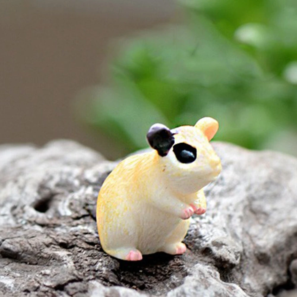 

2PC Hamster Figurine Miniature DIY Ornaments Decoration Mini Fairy Garden Animal Statue Similation Resin Craft Home Car Decor