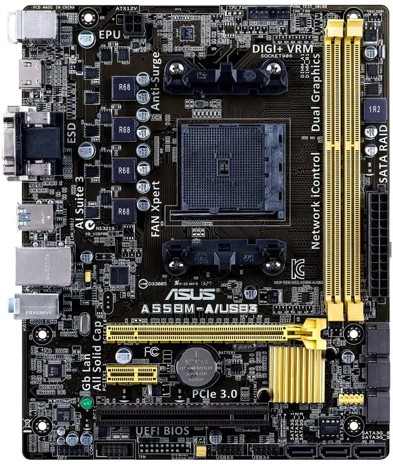 

ASUS A55BM-A/USB3 материнская плата DDR3 FM2 системная плата AMD A55 32 Гб 1333 МГц HDMI SATA II Micro ATX A10/A8/A6/A4/Athlon