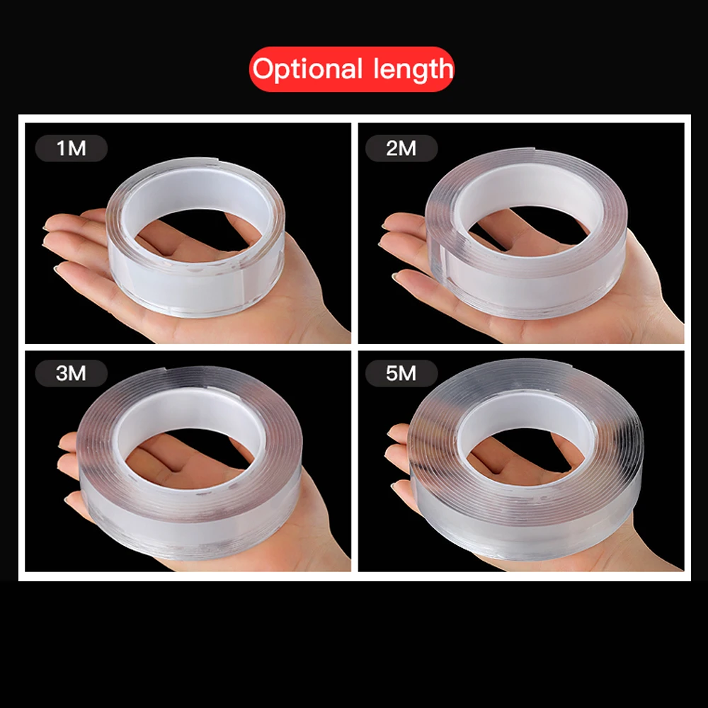 Многоразовая моющаяся нано двусторонняя клейкая лента прозрачная
