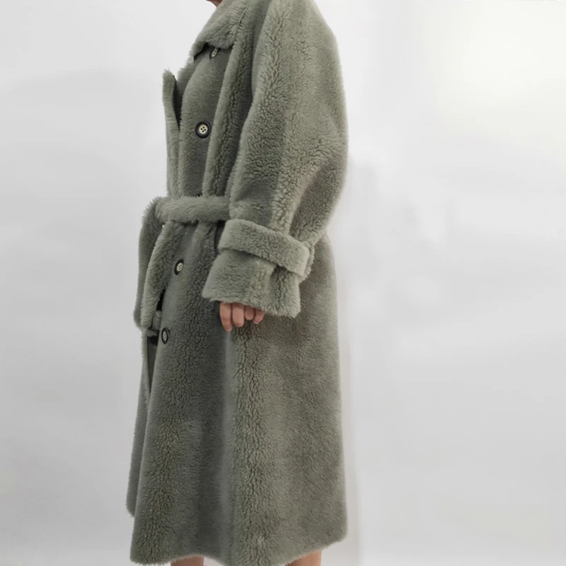 2022 New Fashion Women's Teddy Lazy Wind Jacket in Winter  Long Real Wool Overcoat in Autumn and Winter women coat