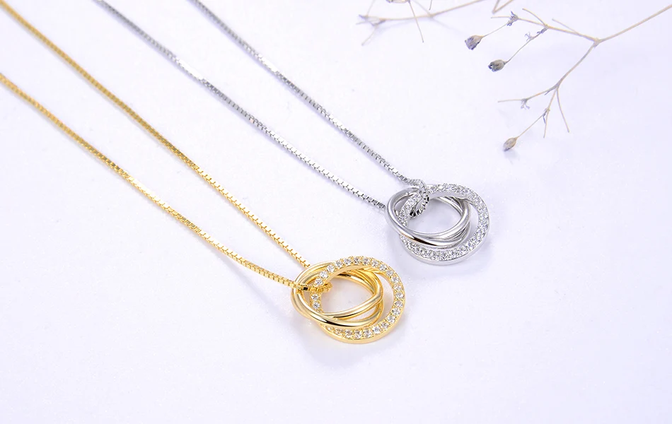ORSA JEWELS, ожерелье с подвеской из чистого 925 пробы серебра для женщин, прозрачный AAAA циркон, комбинированный круг, модные вечерние ювелирные изделия в подарок SN175