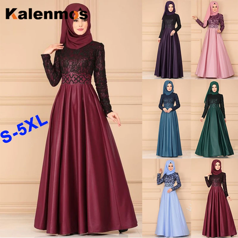 Мусульманское длинное платье Абая Женская кружевная винтажная Кафтан Дубай