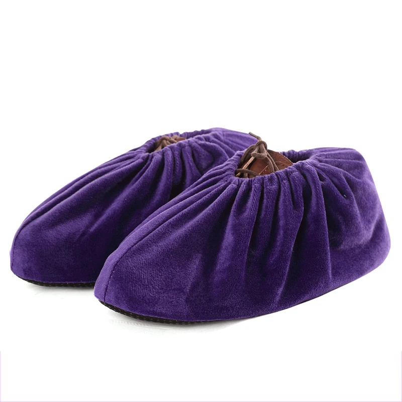Dark Purple Детская моющаяся Крышка для обуви для взрослых Нескользящая Бытовая кухонная обувь эластичная многоразовая Пыленепроницаемая фланелевая переносная обувь - Цвет: Dark Purple