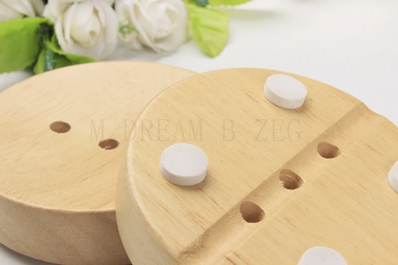 Деревянный держатель для мыла раковины ванной комнаты душа круглая ручная