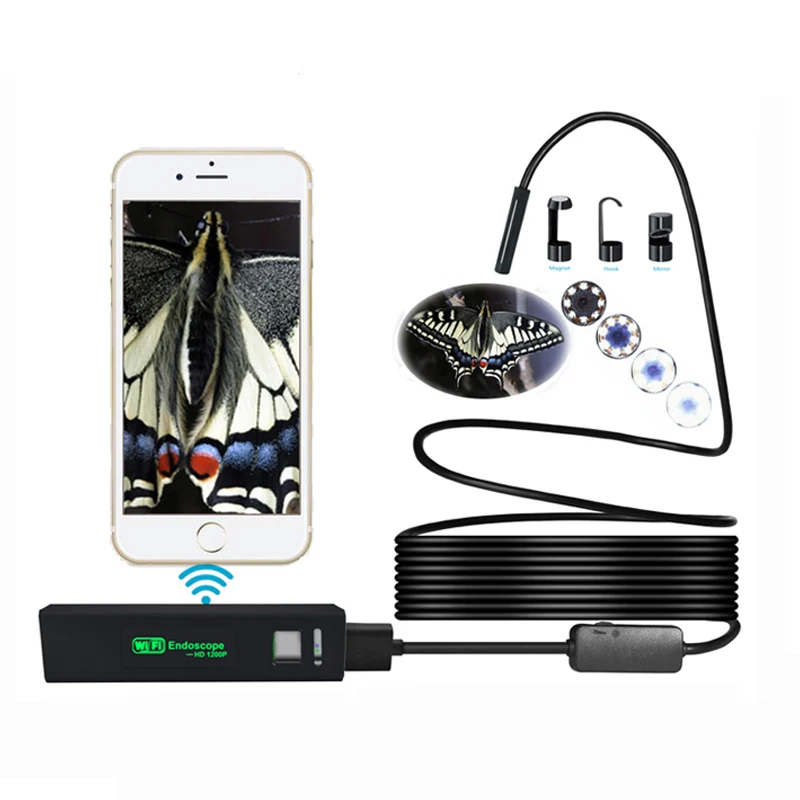 Antscope 1200 p/720 p Wifi эндоскоп камера для Iphone Android бороскоп Водонепроницаемая камера эндоскопическая 8 мм мягкая/Жесткая трубка iOS 40