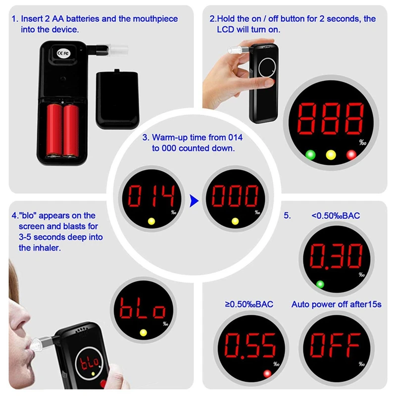 

Professional Portable Breath Alcohol Tester with LCD Display Digital Breath Alcohol Tester for Car Home Use