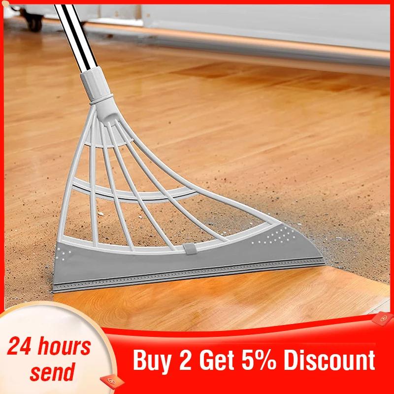 Multifunctional Hand Push Sweeper Magic Broom Floor Wiper Squeegee for Floor Cleaning Rubber Broom Floor Squeegee Sweeping Brush