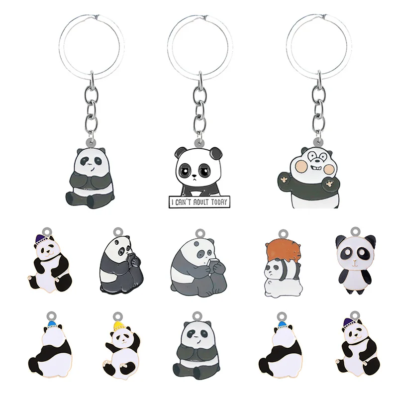 

TAFREE New Panda Pattern Personality Creative Design Cartoon Keychain Resin Epoxy Backpack School Bag Keychain Jewelry