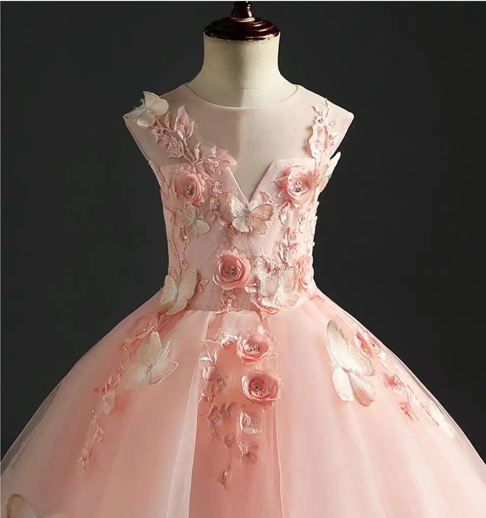 Длинное Тюлевое детское платье платья для новорожденных на крестины первый день