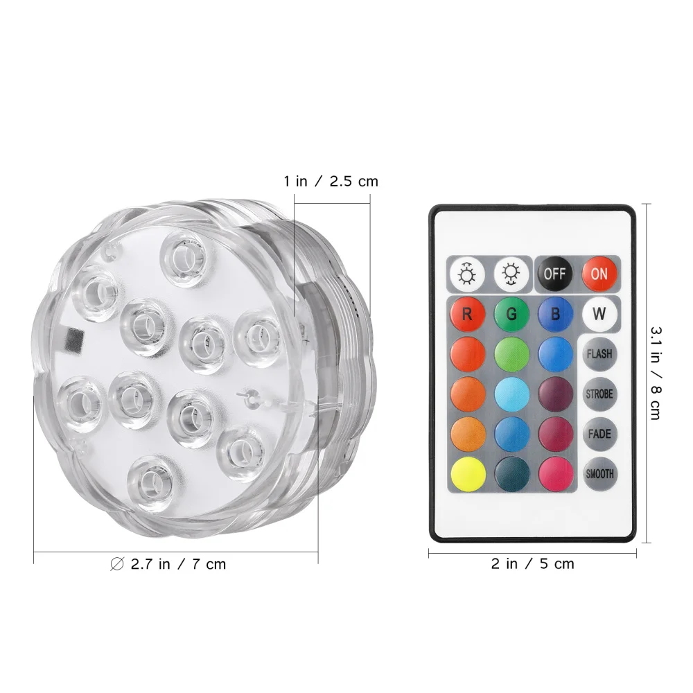 

OSALADI RGB Submersible LED Lights Waterproof Battery-operated Underwater LED Lights Wedding Party Vase Base Light Floral Light