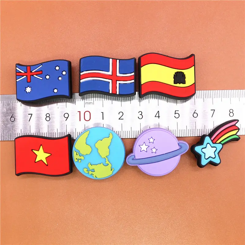 Free shipping 1pcs Celestial Planet Shoe Charms PVC Croc Decorations Flag Meteor JIBZ Charm Buckle for Kids Party Xmas Gifts