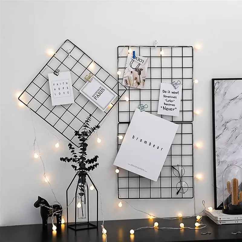 Простой однотонный цвет железная квадратная сетка фото стена DIY креативный декоративный фото висячий дисплей металлическая сетчатая панель реквизит для фотографии