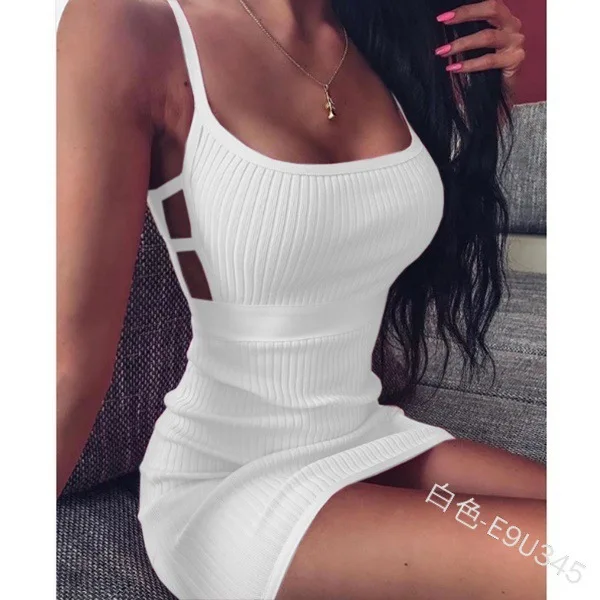 

2021 summer fashion sexy new cultivate one's morality package hip pure color condole hollow out the dress