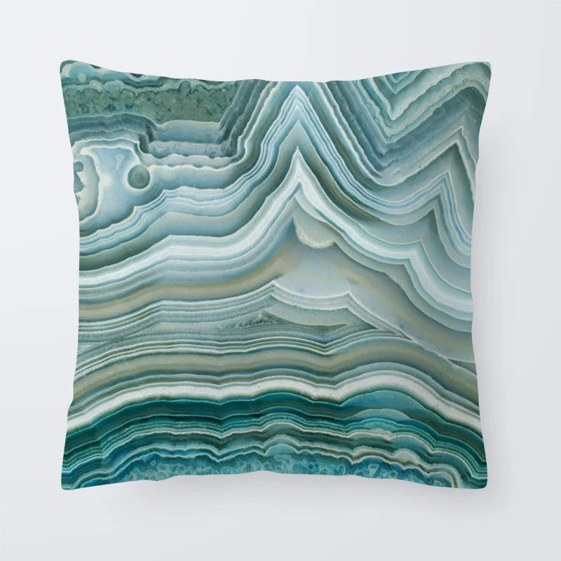 

Beautiful Stone Cushion Cover Agate Crystal Marble Texture Bedroom Decoration Pillowcase Velvet Custom Rest Pillow 45X45 Gift