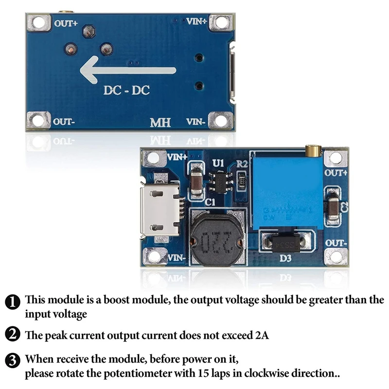

10 Pieces MT3608 DC-DC Boost Converter 2A Adjustable Step Up Module Voltage Regulator Board