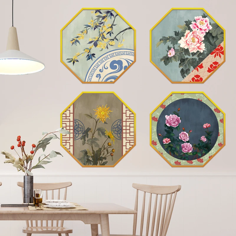 Китайский Стиль наклейки на стену с рисунком цветов домашний декор креативная