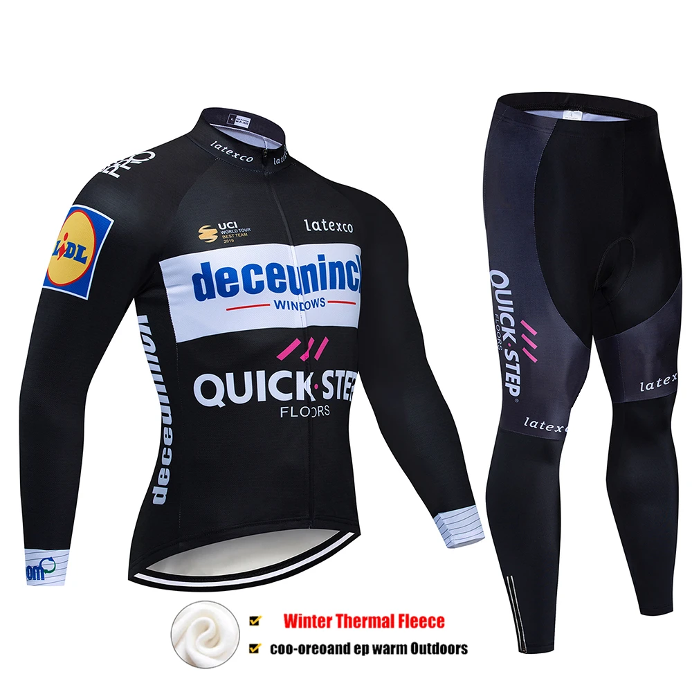 Pic Color Pro Team QUICK STEP Велоспорт Джерси 9D нагрудник набор Бельгийская велосипедная одежда мужская зимняя теплая флисовая велосипедная Одежда для велоспорта - Цвет: Pic Color