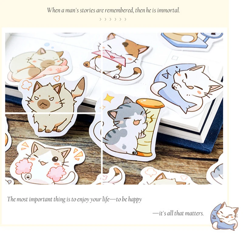 

Set of 45 Cartoon Cat Sticker My Cat Scrapbooking Decal Pack Cute Adhesive Decor Collection DIY Album Diary Adhesive Stickers