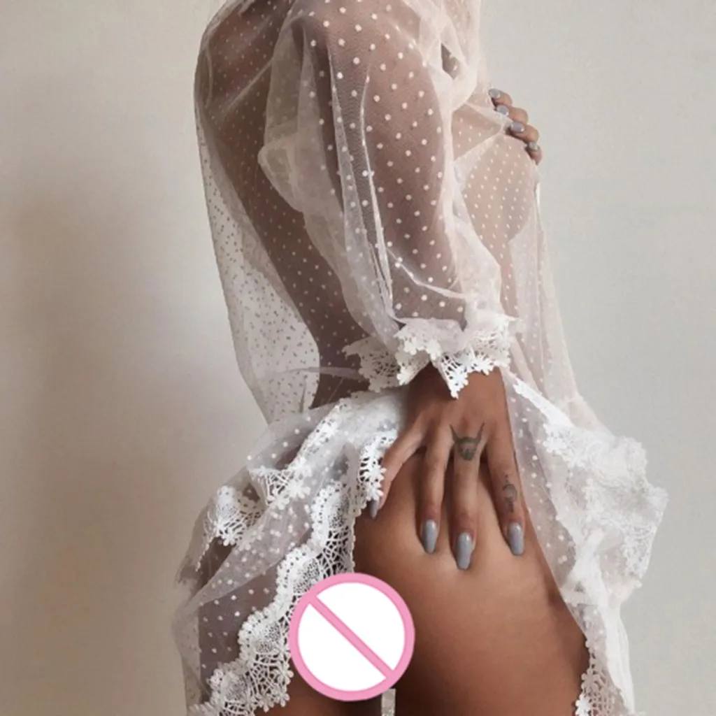 Женское платье бикини с поясом Пляжная блузка контрастным кружевом в горошек