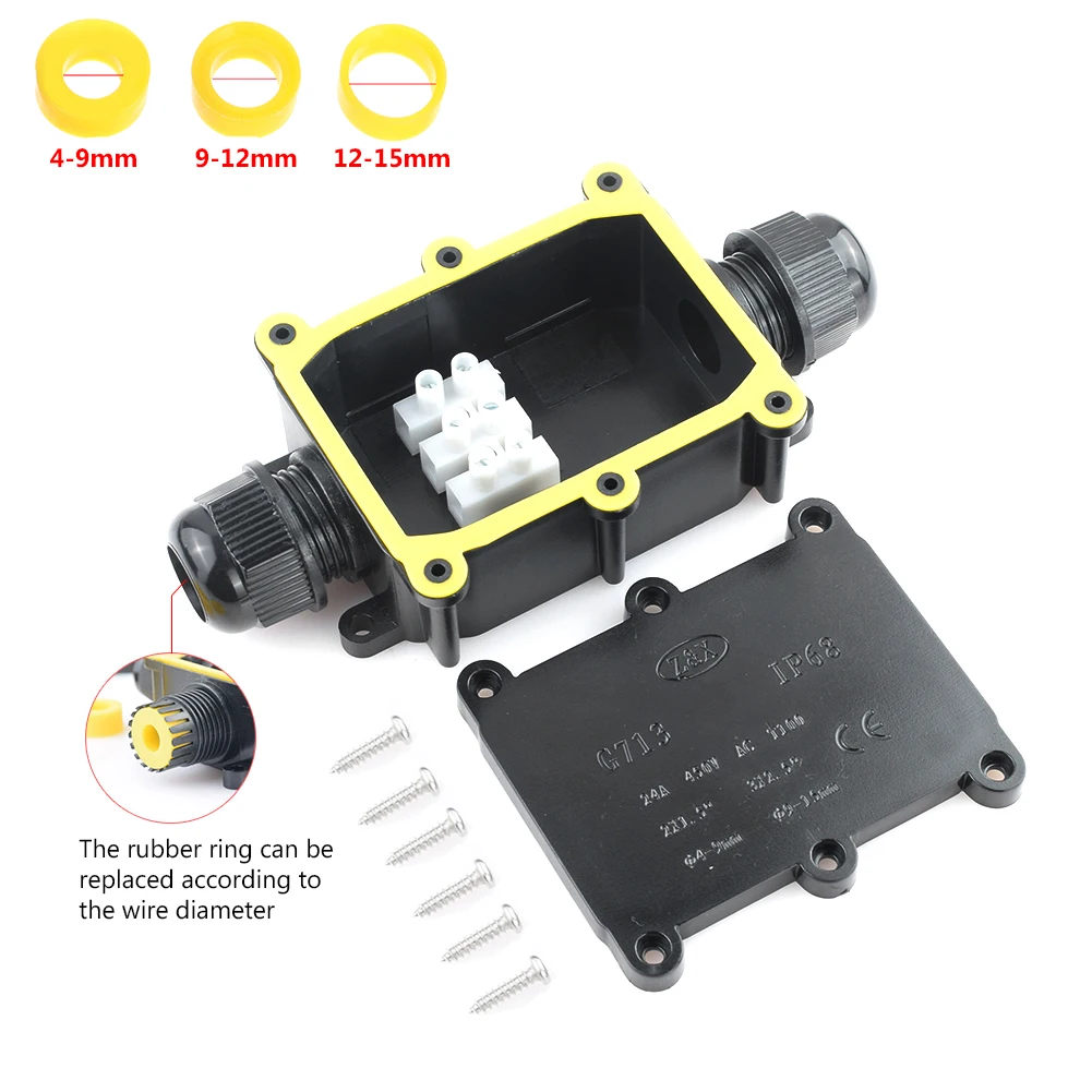 IP68 Waterproof Junction Box Electrical 2/3/4/5/6 Way Enclosure Block Cable Connecting Line Protection for Wiring Accessories images - 6