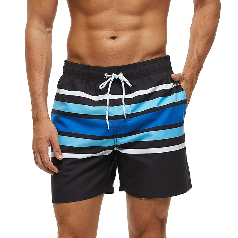 Blue Stripe Datifer пляжные короткие летние быстросохнущие мужские пляжные шорты, мужские шорты для плавания, одежда для серфинга, мужские спортивные шорты для бега, тренажерного зала - Цвет: Blue Stripe