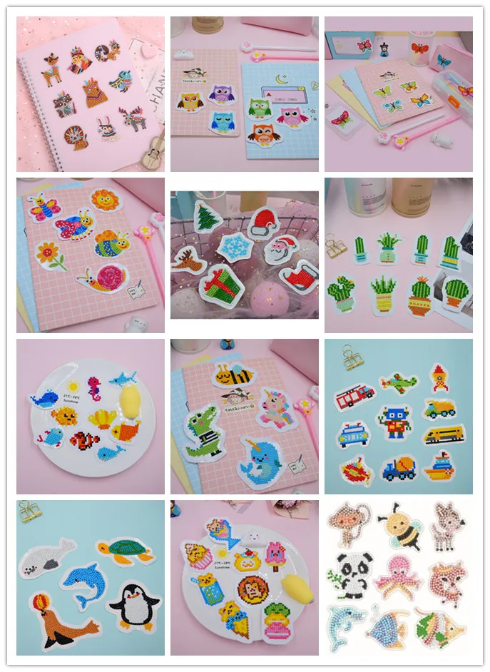 DIY Алмазная картина мультфильм милые животные дети круглые алмазные наклейки