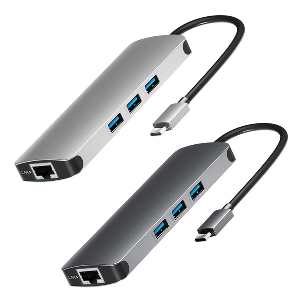 

USB-концентратор с 3 портами USB 3,0, HDMI-совместимый разъем AUX PD TF RJ45 для компьютера