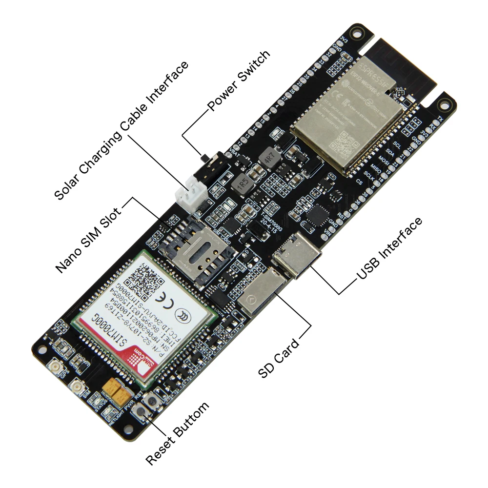 TTGO T SIM7000G модуль Φ Chip WiFi Bluetooth 18560 держатель аккумулятора Солнечная зарядка