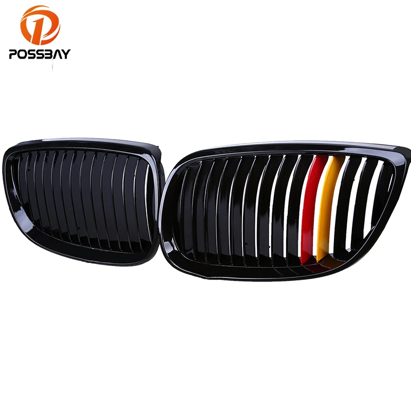 Глянцевая черная Решетка переднего бампера POSSBAY в стиле флага Германии решетка