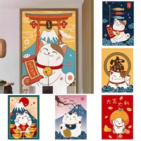 japanese lucky cat cloth door curtain bedroom half panel curtain blackout curtain toilet geomantic curtain non punching