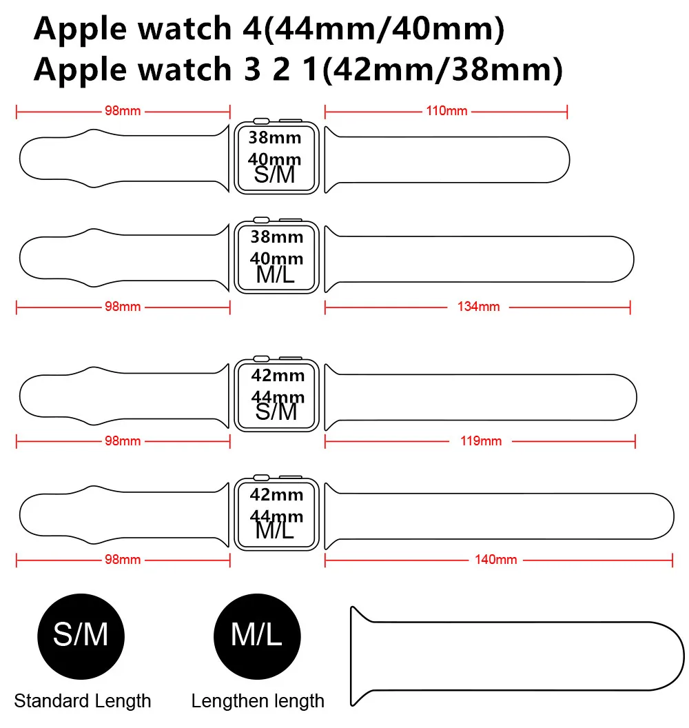 100 шт. силиконовый спортивный ремешок для Apple Watch 5 4 3 2 1 38 мм 42 Iwatch series 40 44