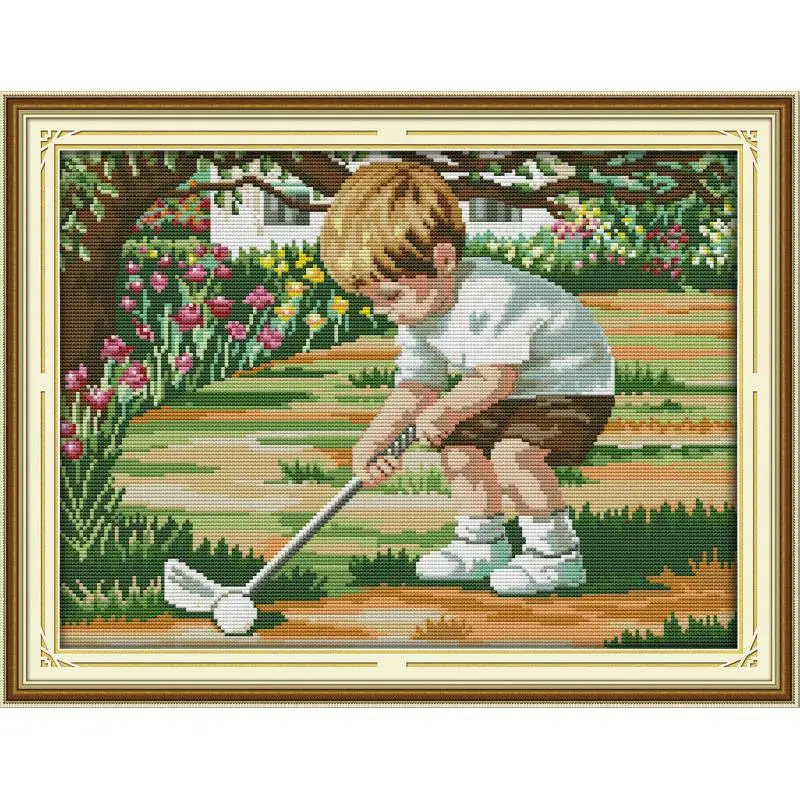 Joy Sunday The Future Of Golf Счетный рисунок печать на холсте вышивка крестиком набор для