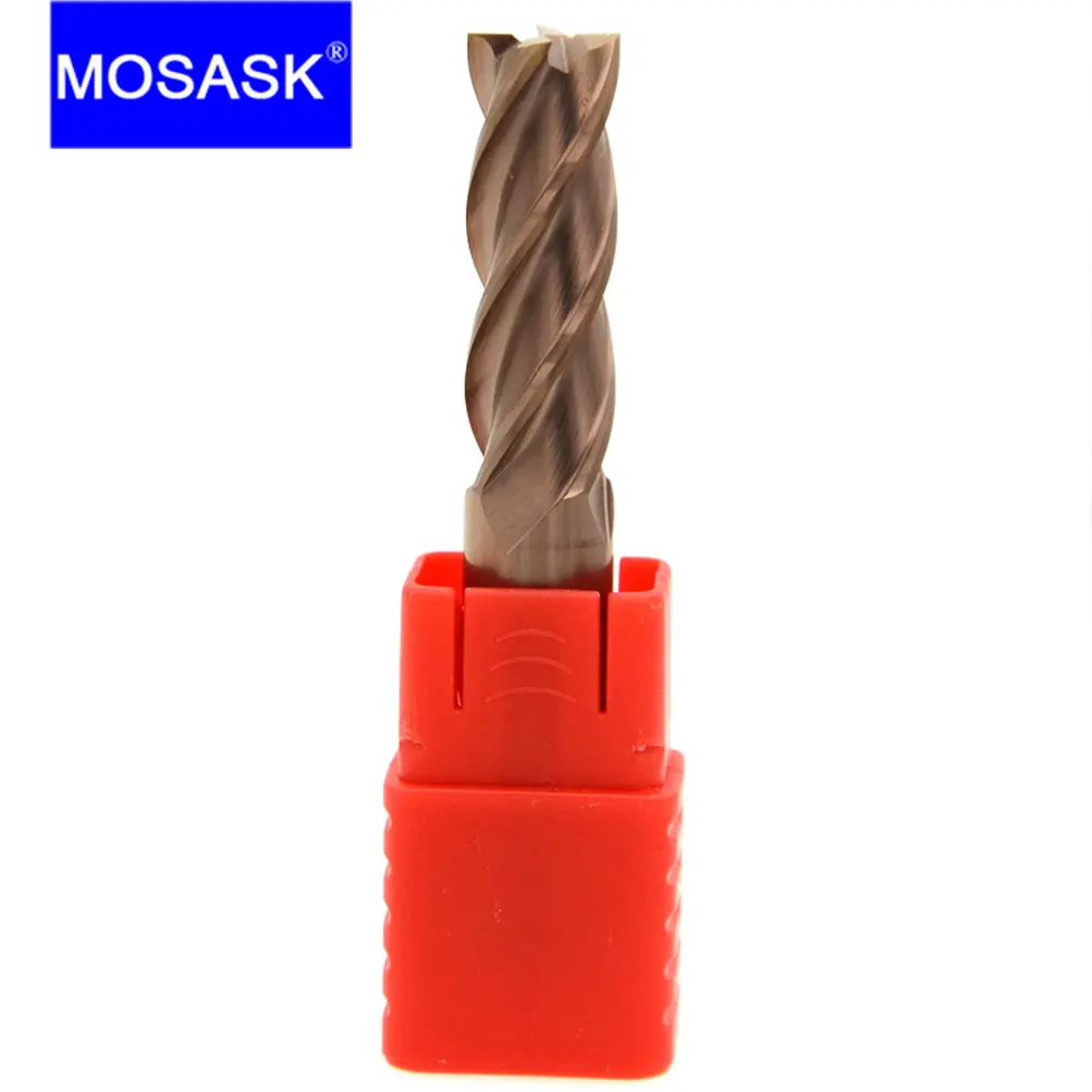 

MOSASK 4 Flutes HRC50 12mm 10mm 6mm 4mm CNC Milling Cutters Tools for Steel Solid Carbide End Mills