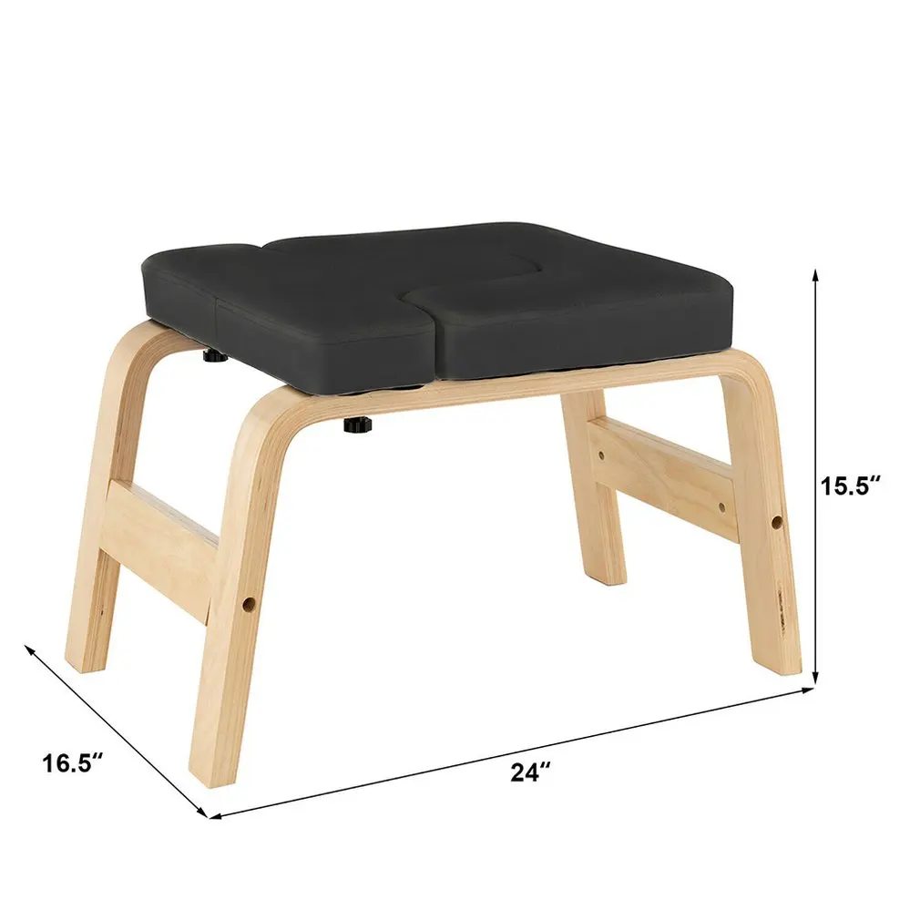 

Yoga Headstand Inversion Bench Chair Fitness Training Equipment Home Gym Black Wooden yoga inverted stool chair