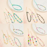 2022 new mobile phone strap colorful smile lanyard soft pottery mobile phone chain rope cell case hanging cord for women