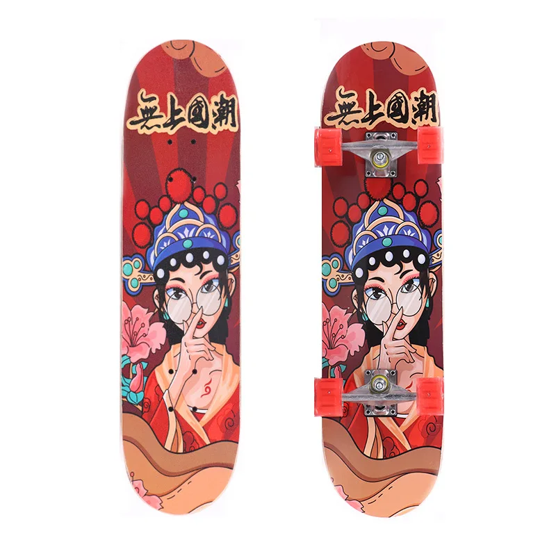 

Drift board Teenager long board Adult Four-Wheel Double Skate Board Thermal Transfer Printing Pattern Skateboard Long Board