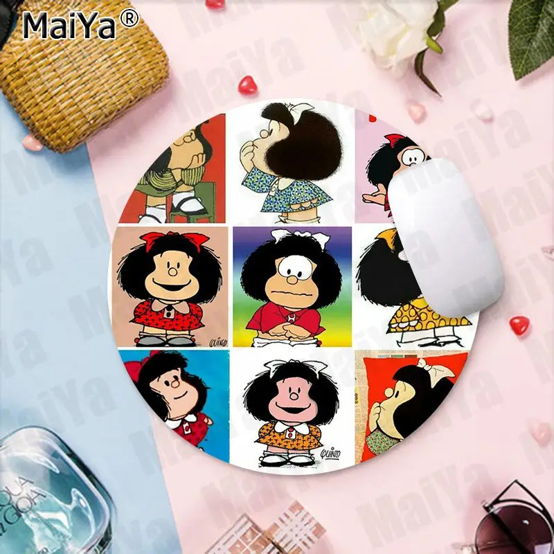maiya arrivals top quality mafalda girl gamer play mats round gaming mousepad anti slip laptop pc mice pad mat gaming mousepad free global shipping