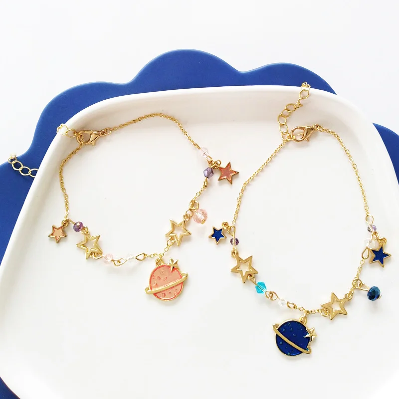 Браслет с изображением звездного неба голубого и розового цветов | Украшения