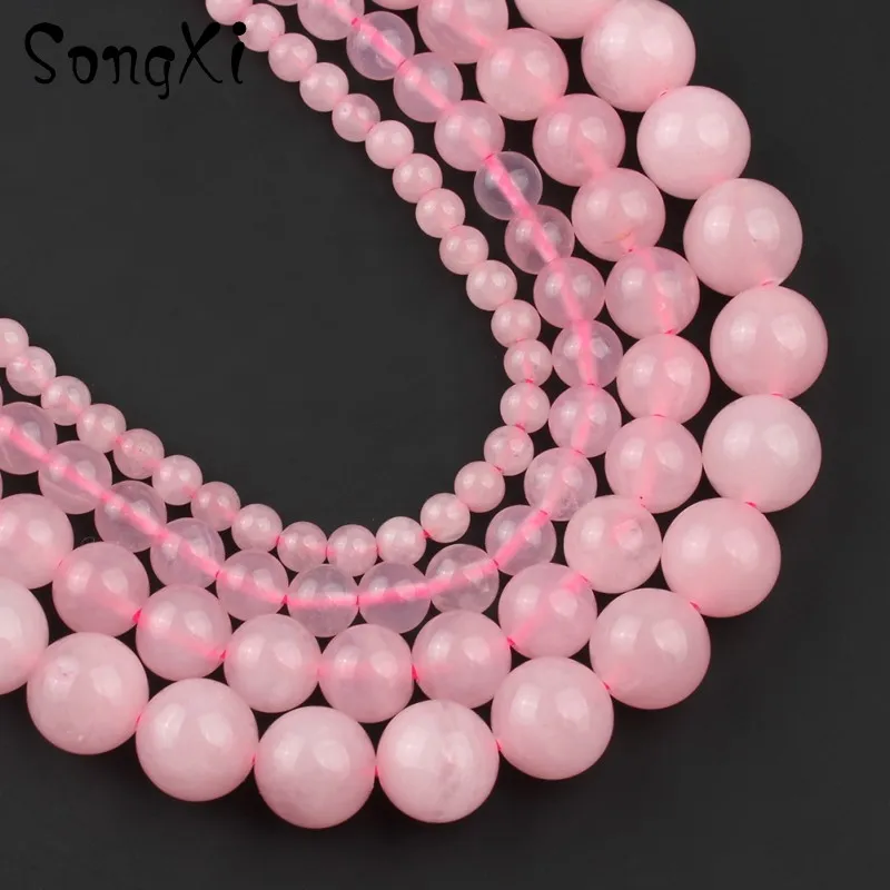 

Natural Pink Rose Quartzs Smooth Round Beads for Jewelry Making DIY Necklace Bracelet Pick Size 4/6/8/10/12 Wholesale Perles